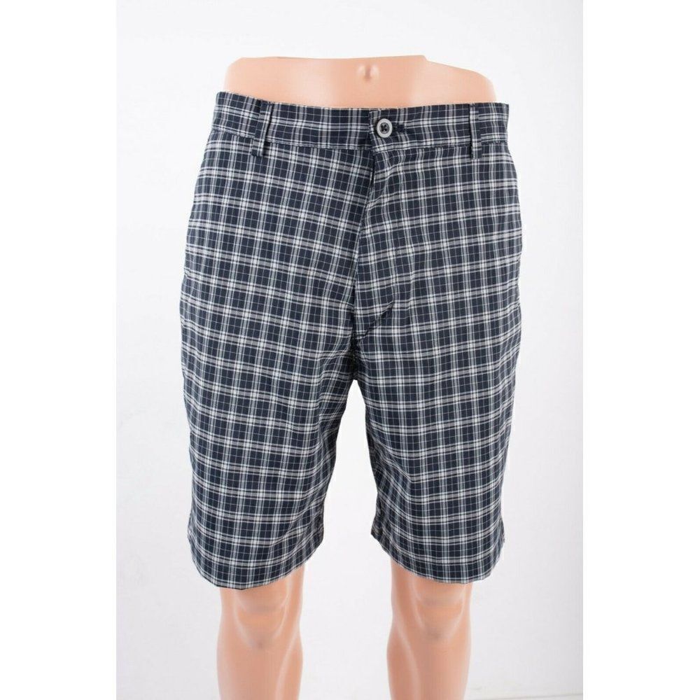 Chaps Golf Mens Shorts Sz 32 Navy Blue White Plaid